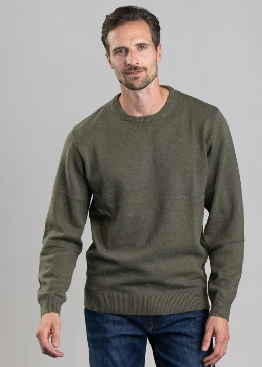 Lambswool Crew Neck Jumper - Moss