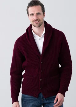 Lambswool Windsor Shawl Jacket - Bordeaux