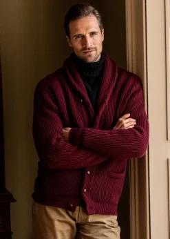 Lambswool Windsor Shawl Jacket - Bordeaux