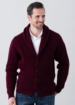 Lambswool Windsor Shawl Jacket - Bordeaux