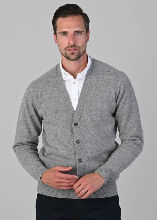 Leven 2 Ply Lambswool Cardigan - Flannel