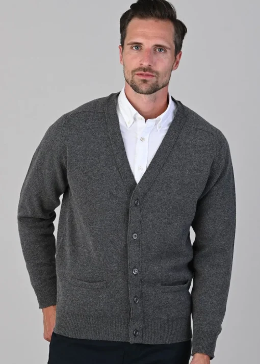 Leven 2 Ply Lambswool Cardigan - Cliff