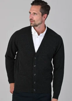 Leven 2 Ply Lambswool Cardigan - Charcoal
