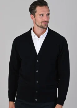 Leven 2 Ply Lambswool Cardigan - Navy