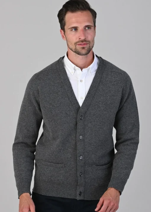 Leven 2 Ply Lambswool Cardigan - Cliff