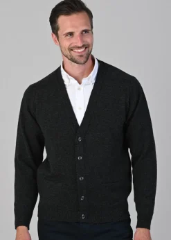Leven 2 Ply Lambswool Cardigan - Charcoal