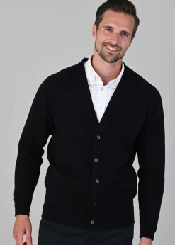 Leven 2 Ply Lambswool Cardigan - Navy