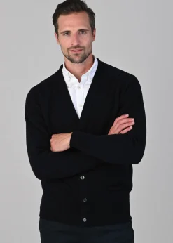 Leven 2 Ply Lambswool Cardigan - Navy