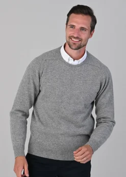 Leven 2 Ply Lambswool Crew Neck - Flannel