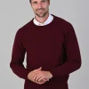 Leven 2 Ply Lambswool Crew Neck - Bordeaux