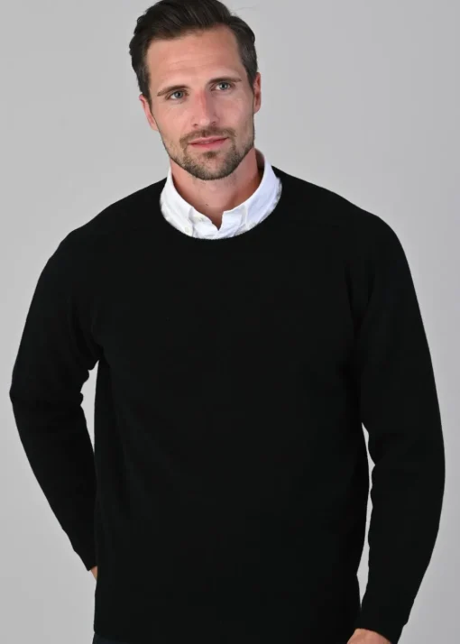Leven 2 Ply Lambswool Crew Neck Plus Size - Navy