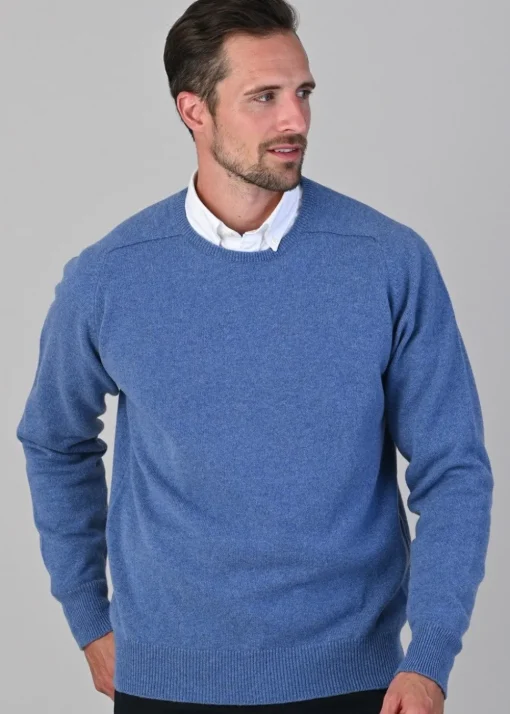 Leven 2 Ply Lambswool Crew Neck - Jeans
