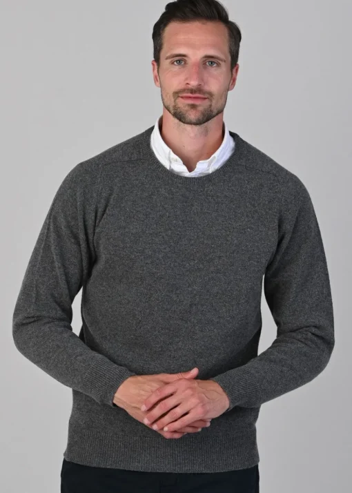 Leven 2 Ply Lambswool Crew Neck - Cliff