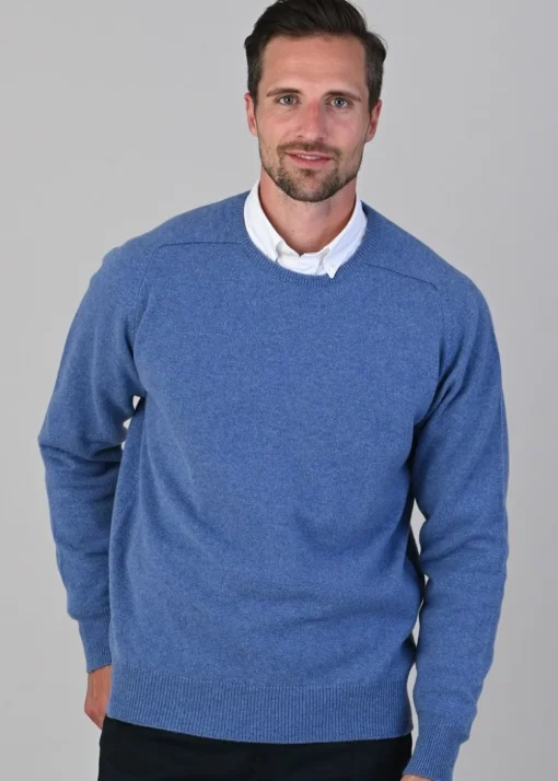 Leven 2 Ply Lambswool Crew Neck - Jeans