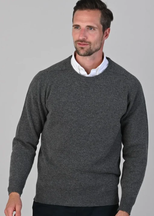 Leven 2 Ply Lambswool Crew Neck - Cliff