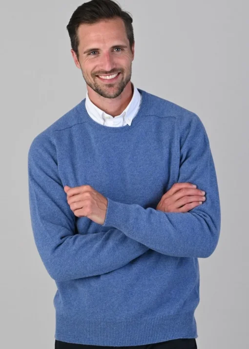 Leven 2 Ply Lambswool Crew Neck - Jeans