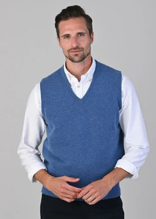 Leven 2 Ply Lambswool Slipover - Jeans