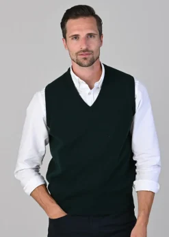 Leven 2 Ply Lambswool Slipover - Bottle Green