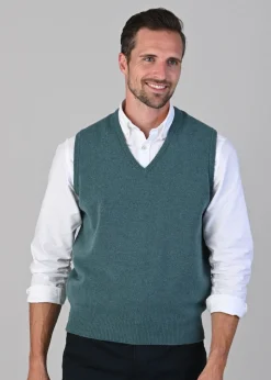Leven 2 Ply Lambswool Slipover - Caspian