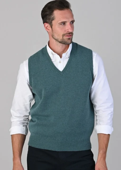 Leven 2 Ply Lambswool Slipover - Caspian