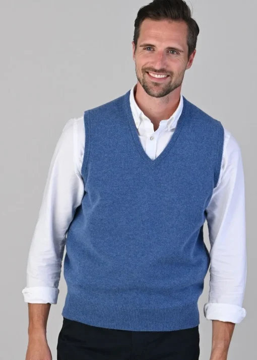 Leven 2 Ply Lambswool Slipover - Jeans
