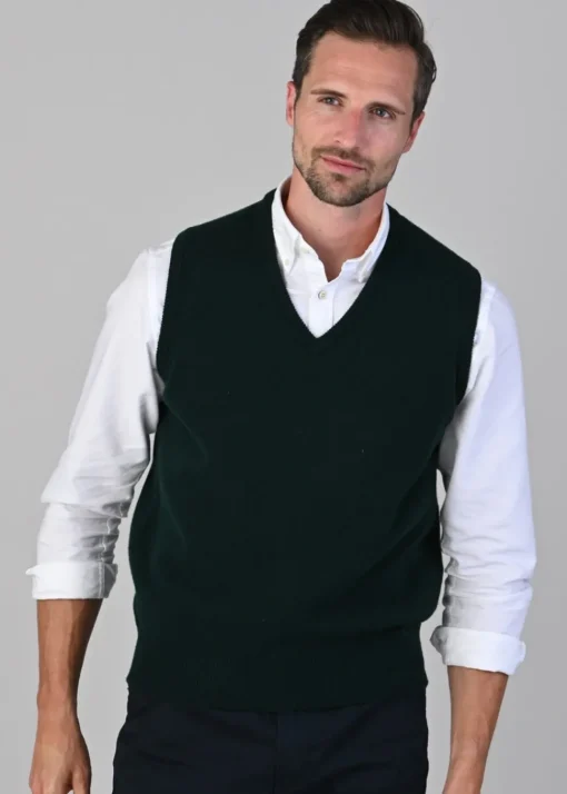 Leven 2 Ply Lambswool Slipover - Bottle Green