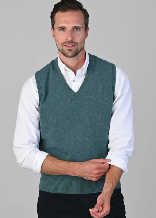 Leven 2 Ply Lambswool Slipover - Caspian