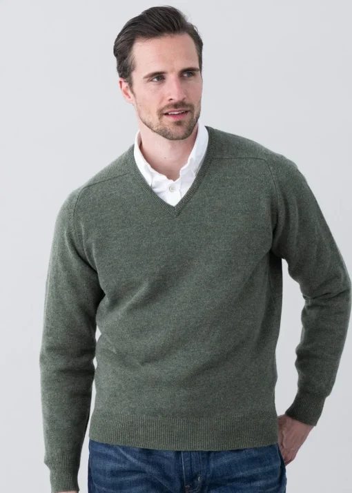 Leven 2 Ply Lambswool V-Neck - Landscape