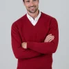 Leven 2 Ply Lambswool V-Neck - Poppy Mel