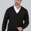 Leven 2 Ply Lambswool V-Neck - Cocoa