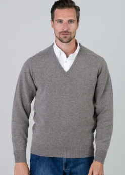 Leven 2 Ply Lambswool V-Neck - Vole