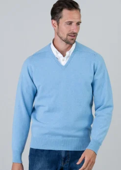 Leven 2 Ply Lambswool V-Neck - Horizon