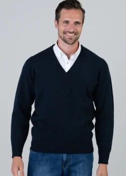 Leven 2 Ply Lambswool V-Neck Plus Size - Midnight