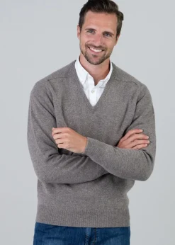 Leven 2 Ply Lambswool V-Neck - Vole