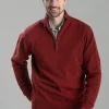 Lewis Lambswool 1/4 Zip Jumper - Deep Red