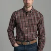 Light Twill Checked Shirt - Wine Red