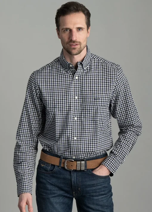 Light Twill Gingham Shirt - Sailor Navy