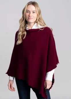 Lindsey Lambswool Poncho - Bordeaux