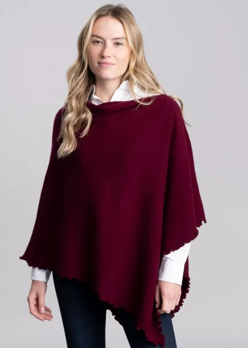 Lindsey Lambswool Poncho - Bordeaux