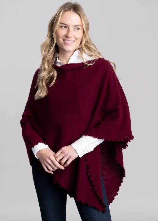 Lindsey Lambswool Poncho - Bordeaux