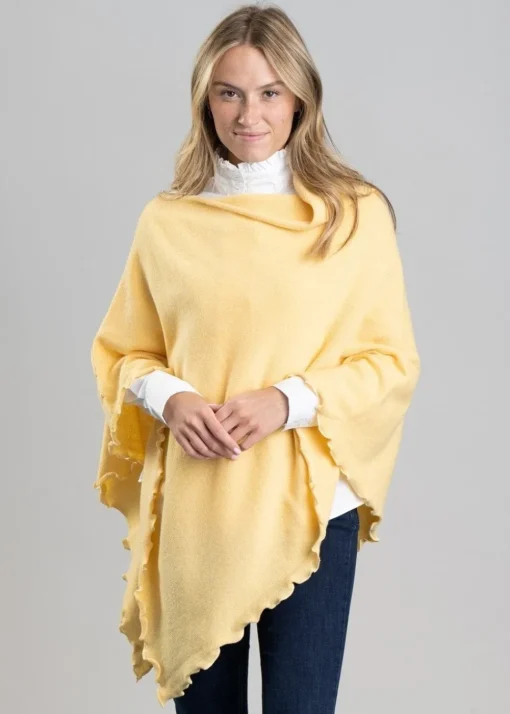 Lindsey Lambswool Poncho - Solar
