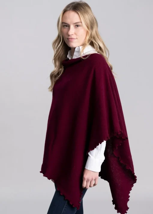 Lindsey Lambswool Poncho - Bordeaux