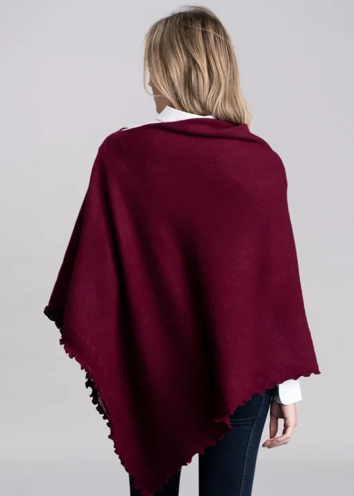 Lindsey Lambswool Poncho - Bordeaux