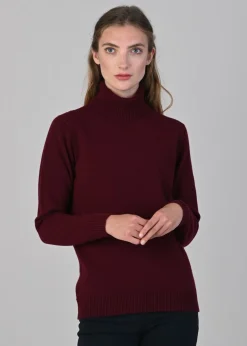 Lindsey Lambswool Roll Neck - Bordeaux