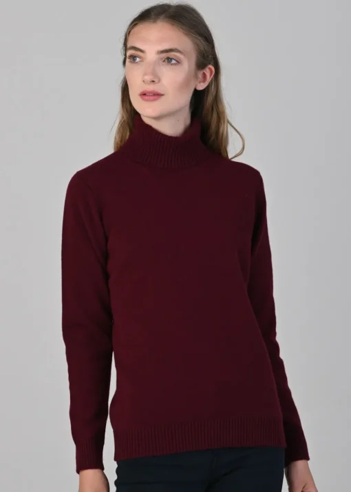 Lindsey Lambswool Roll Neck - Bordeaux