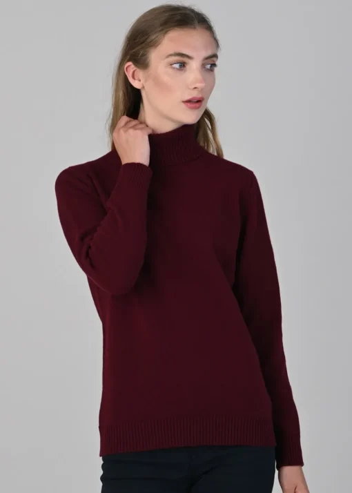 Lindsey Lambswool Roll Neck - Bordeaux