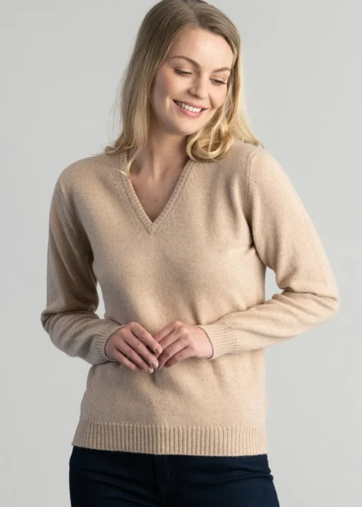 Lindsey Lambswool V-Neck - Oatmeal