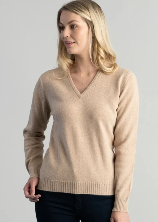 Lindsey Lambswool V-Neck - Oatmeal