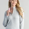 Lindsey Lambswool Zip Neck - Feather Grey with Pink