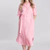 Linen Shirt Dress - Geranium Pink